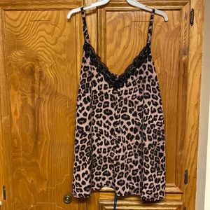 Torrid Pink Leopard Print Black Lace Cami